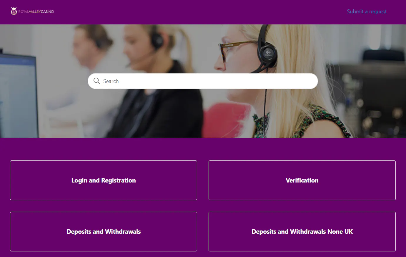Royal Valley Casino UK help centre interface