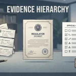 Editorial illustration comparing user comments with regulator and official policy evidence