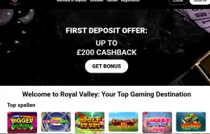 Royal Valley Casino game lobby showing categories and software providers