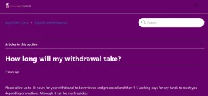 Royal Valley Casino official withdrawal timing help article